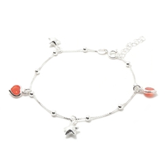 Pulsera Italiana 35 - Estrellas y Corazones Rojos