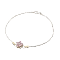 Imagen de Pulsera Maciza c/Centro Flor con Piedra