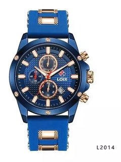 Reloj Loix L2014 Hombre Silicona Azul Original Con Garantía