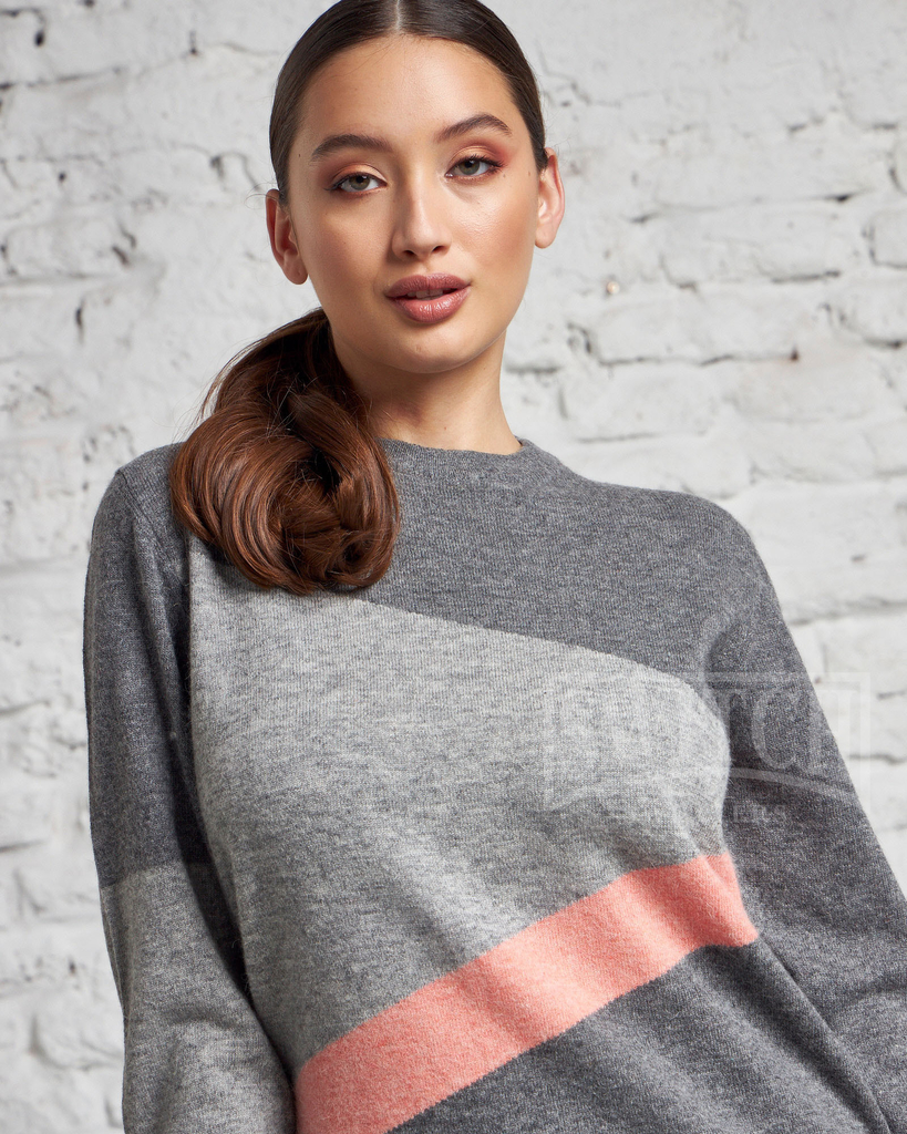 4326 / Sweater Pullover Combinado Bremer Lana Merino Dama