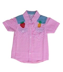 Camisa manga corta cuadrille rosa - Talle 24 meses