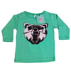 Remera manga larga algodón oso - talle 12 meses