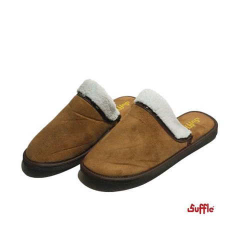 PANTUFLAS SUFFLE CORDERITO MARRON