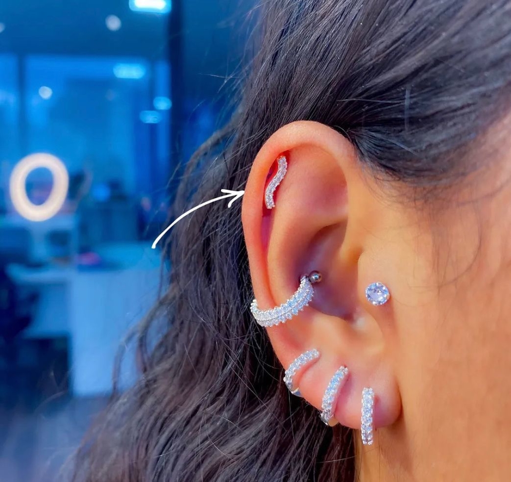 Piercing Hélix Cravejado - Prata 925