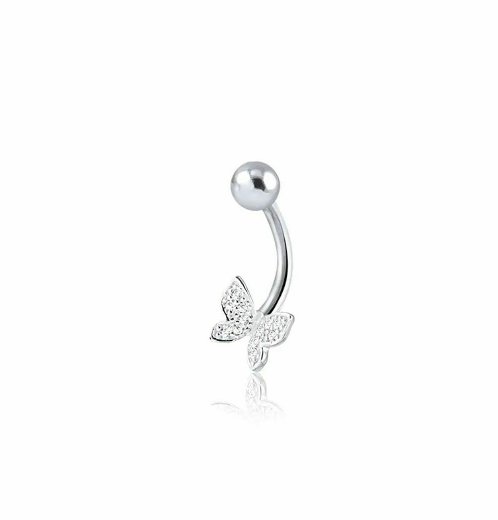 Piercing de um umbigo prata 925 cobra cravejada