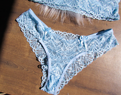 Conjunto Lingerie Renda - Calcinha e Sutiã Azul GG - Minuto da Beleza