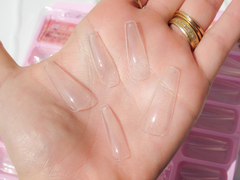 Kit 100 Tips Unhas Postiças Formato Bailarina Transparente - comprar online