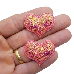 Aplique mini coração glitter 4,0 x 3,0 cm - 2 unidades - comprar online