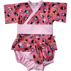 Kit Kimono com faixa Kokeshi Goiaba