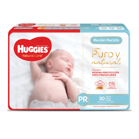 Comprar Pañales Huggies Natural Care Etapa 1/P Recién Nacido  Hipoalergénico, 3.5 -6kg - 50Uds