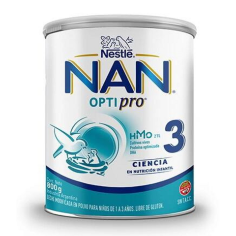 Leche de fórmula en polvo Nestlé Nan Optipro 3 en lata de 800g a partir de 1 año