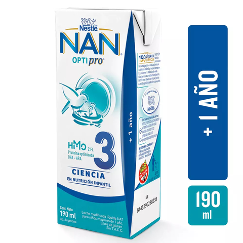 Leche liquida Nestlé Nan optipro 3 +1 año CAJA x24 u