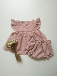 Conjunto Bata Argila + Bloomer + Laço