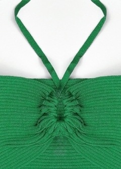 Blusa Cropped Tricot Amarração Maria Verde - comprar online