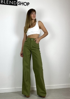 Calça Jeans Wide Leg Nady Verde Oliva