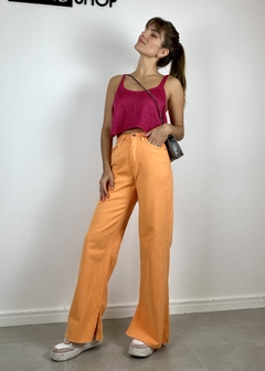 Calça Jeans Wide Leg Flávia Laranja - The Blend Shop