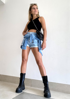 Blusa Cropped Malha Básico Júlia Preto na internet