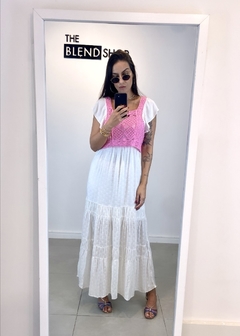 Vestido Longo Cropped Crochet Gabi Rosa