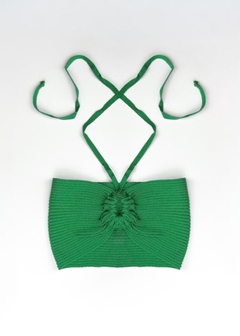 Blusa Cropped Tricot Amarração Maria Verde