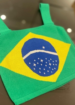 Blusa Cropped Tricot Copa DO MUNDO 22 Bandeira Brasil