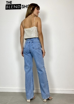 Imagem do Calça Jeans Wide Leg Reta Babi Rasgo Joelho