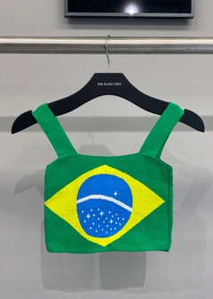 Blusa Cropped Tricot Copa DO MUNDO 22 Bandeira Brasil