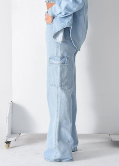 Calça Jeans Wide Leg Cargo Pences