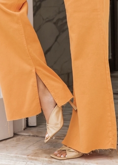 Calça pantalona Jeans Wide Leg laranja abobora