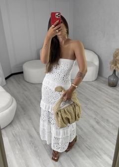 Vestido Midi Tricot Babado Grécia na internet