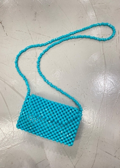 Bolsa Mini Bag Beaded Miçanga Candy Azul Turquesa