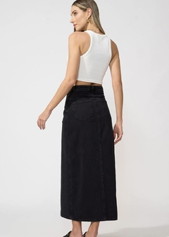 Saia Midi Jeans Fenda Roberta - comprar online