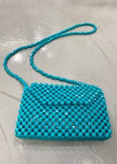 Bolsa Mini Bag Beaded Miçanga Candy Azul Turquesa