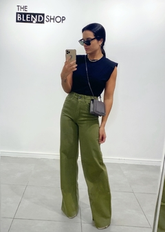 Calça Jeans Wide Leg Nady Verde Oliva - comprar online