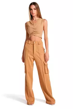 Calça Pantalona de Malha com Bolso e Friso Zen - loja online