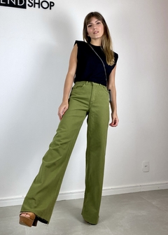 Calça Jeans Wide Leg Nady Verde Oliva - comprar online