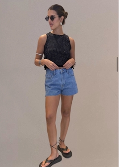 Short Jeans Cintura Alta Bling na internet