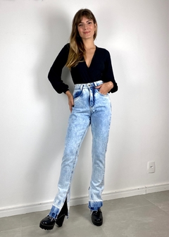 Calça Jeans Skinny Reta Cintura Alta Luma Clara