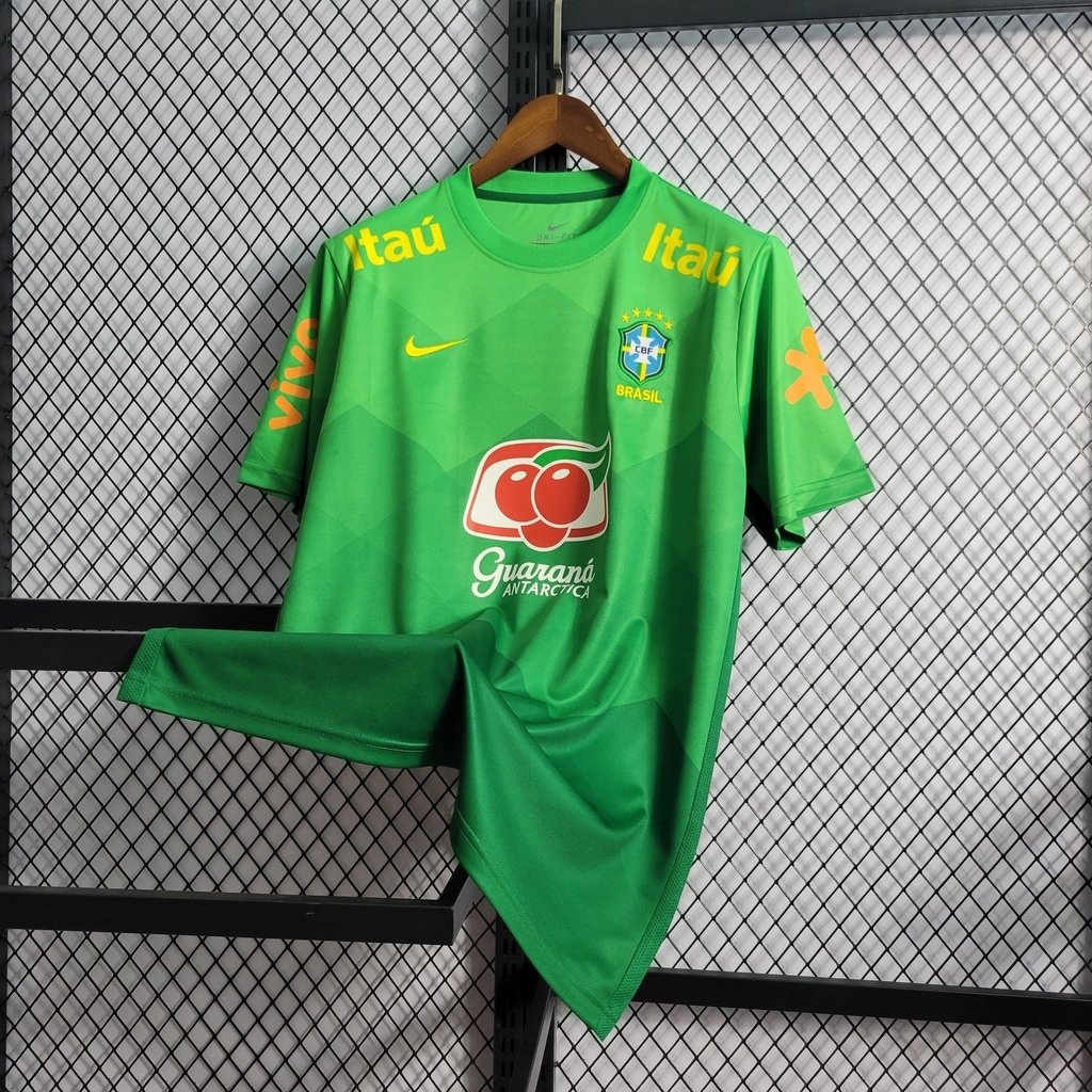 Camisa Seleção Brasileira Treino Verde com Patrocinadores 22/23