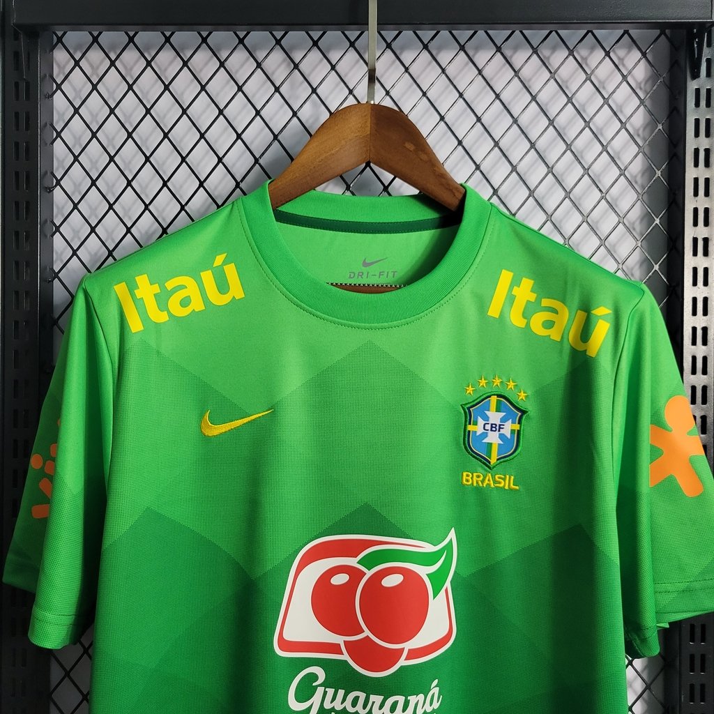 Camisa Seleção Brasileira Treino Verde com Patrocinadores 22/23 Masculina