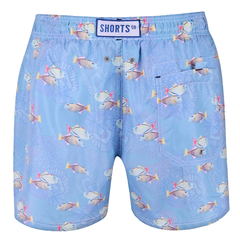 Shorts Regular Especial Peixe Hachura Azul - comprar online