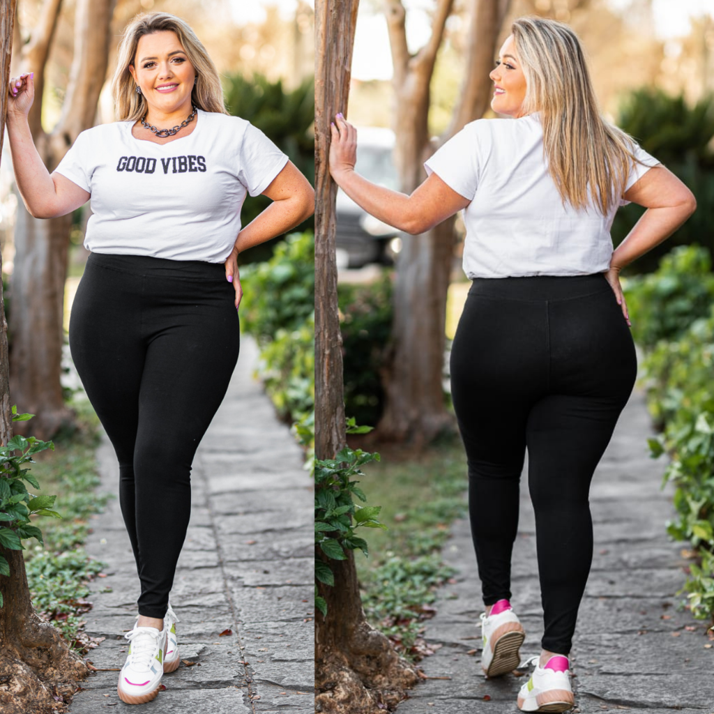 Calça Legging Feminina Plus Size Preto