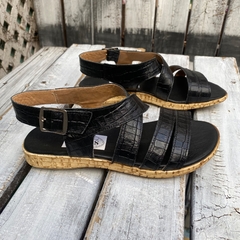 Sandalias cruzadas croco negro. j05v-907 - comprar online