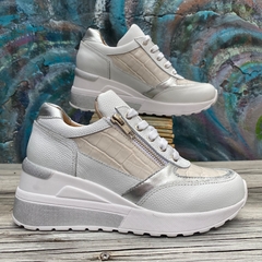 Zapatillas con taco, blancas croco 2. p02m-2120 - comprar online