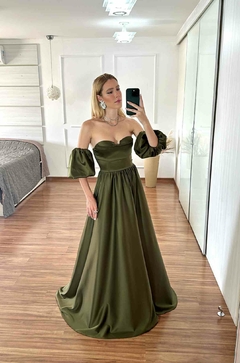 Vestido Julia Manga Removível Verde Oliva - comprar online