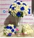 Buquê de Noiva com Flores Naturais em Formato Redondo de Rosas Brancas, Rosas Azuis e Gypsofilla - BN00016 - Harmonia das Flores