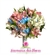 Buquê de Noiva com Flores Naturais em Formato Redondo de Alstroemerias Cor de Rosa, Alstroemerias Brancas e Hortênsia Azul Serenety - BN00219