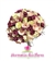 Buquê de Noiva Formato Redondo de Rosas Cor de Rosa Claro, Rosas Brancas e Cravinía Marsala - BN00228