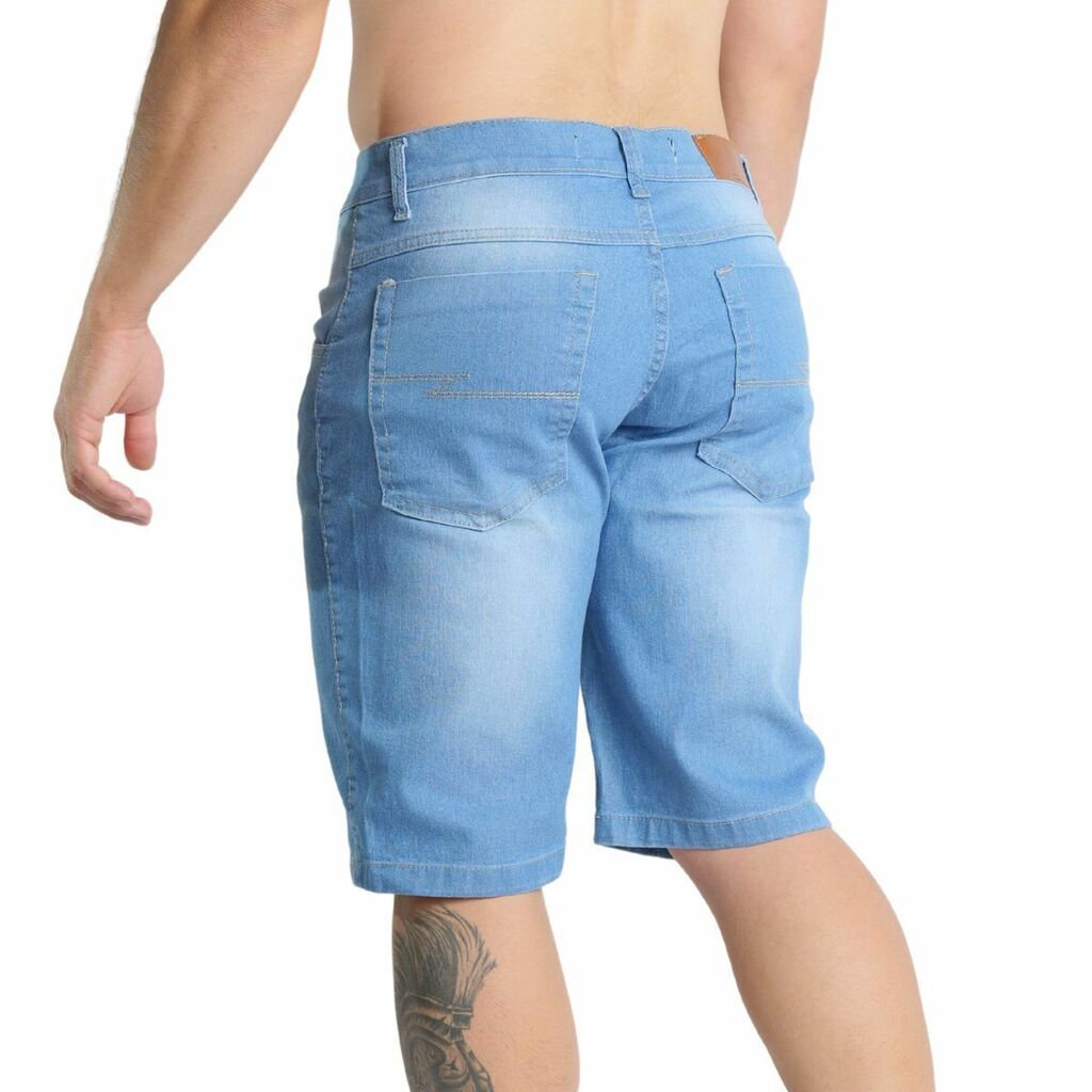Bermuda Jeans com elastano Lavagem clara Vira Lata Wear