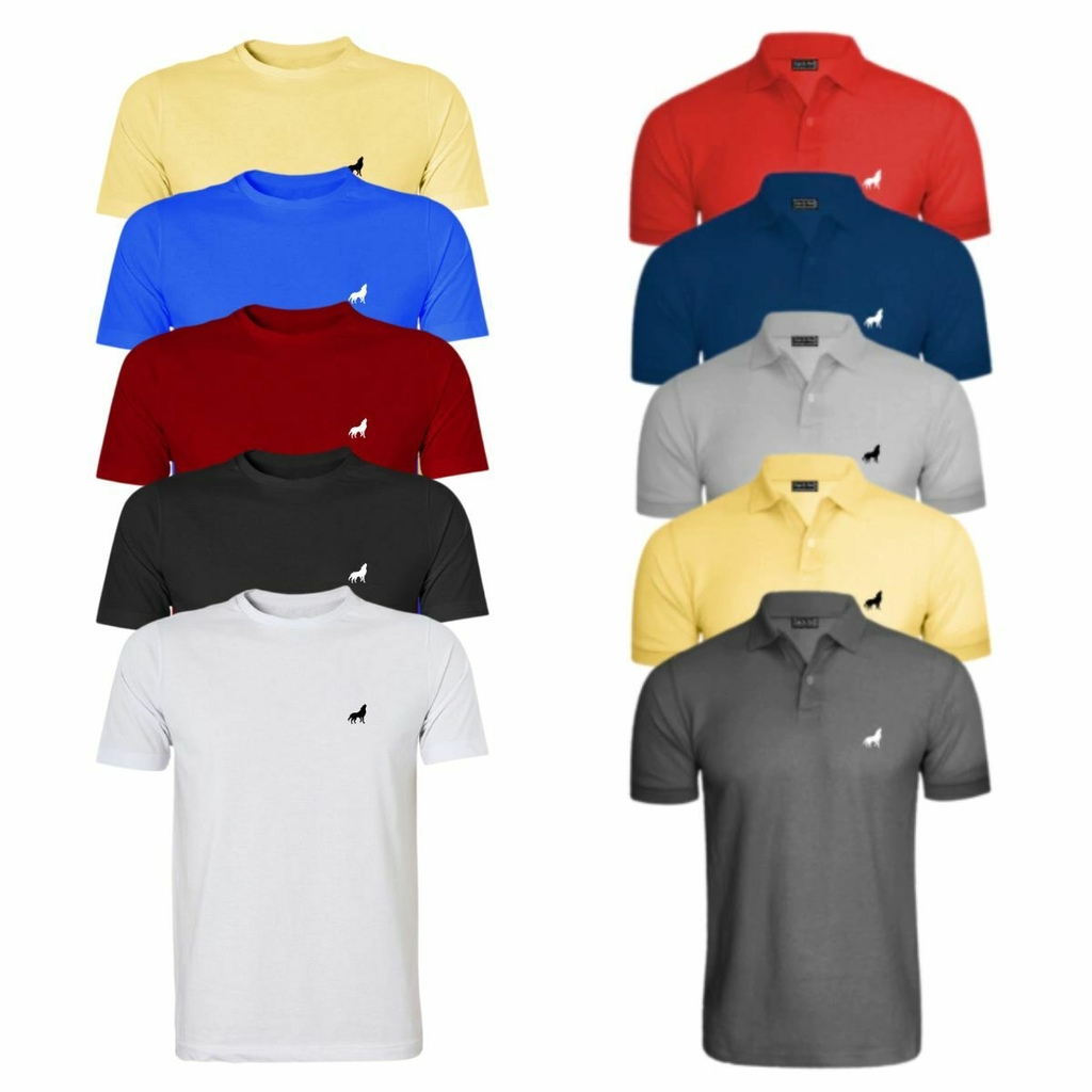Kit 05 Camisas Polo masculina + 05 Camisetas Vira Lata Wear Original