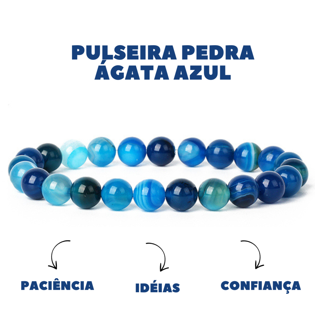Pulseira Pedra Ágata Azul - Paciência e Confiança